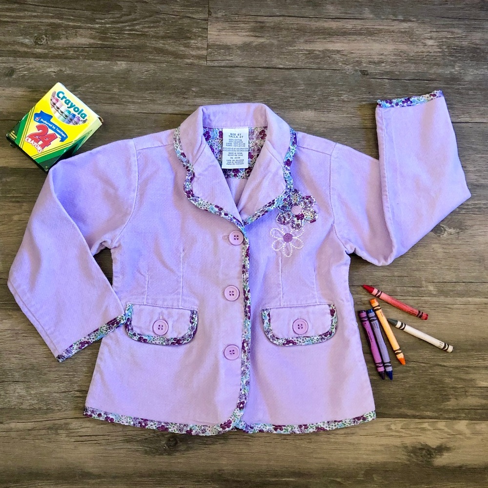 Toddler Purple & Floral Corduroy Jacket size 4T
